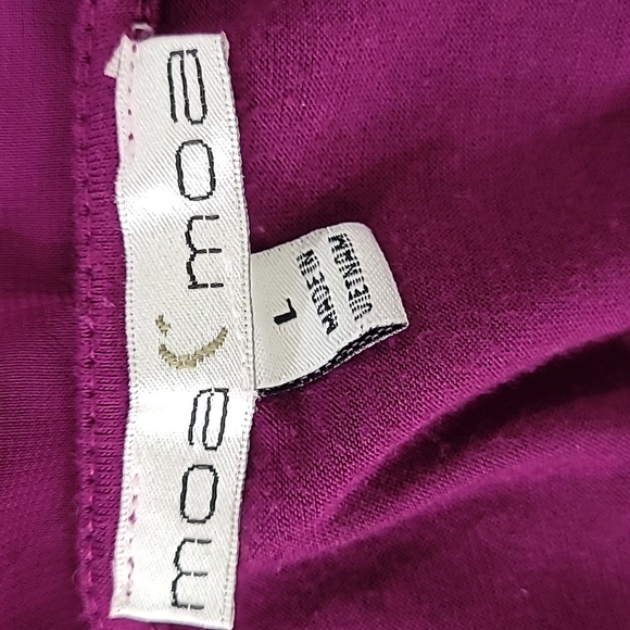 Moa Moa Top Purple Beaded Crochet Trim Short Flutter Sleeves Lightweight Draped - Picture 9 of 11